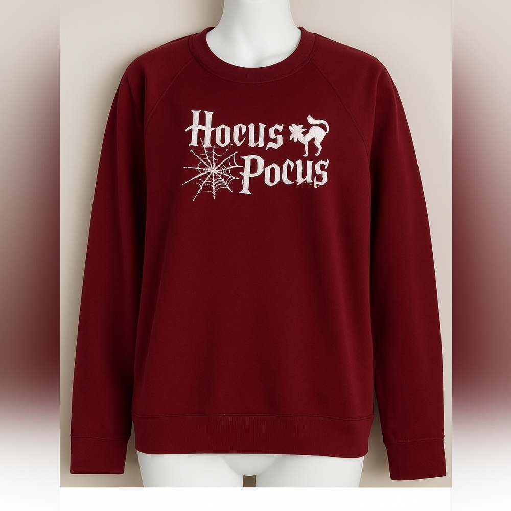 Hocus Pocus Maroon Sweatshirt XL | Halloween Graphic Pullover Fall Top